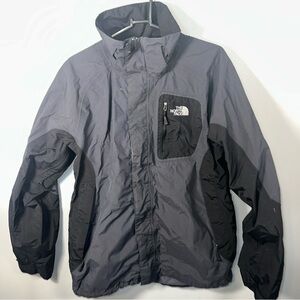 The North Face Jacket Mens Medium Gray HyVent NoHooded Waterproof Shell Pit Zips